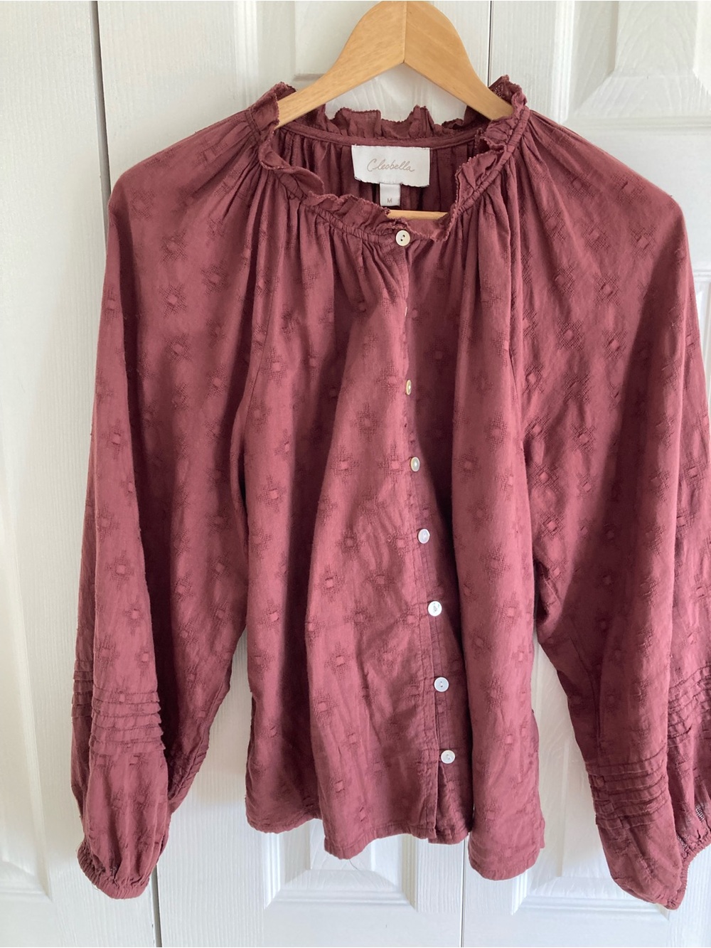 Anthropologie Cleobella Antonia Blouse Size M Brown/Burgundy - Picture 12 of 14